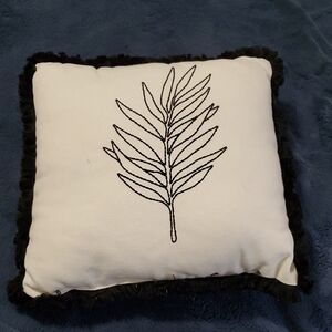 Embroidered Leaf Throw Pillow